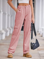 Spring Wash Denim Drawstring Cargo Pants