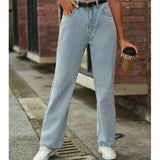 Light Wash Mid-Waist Butterfly Print Jeans