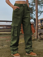 Vintage Elastic Waist Denim Cargo Pants