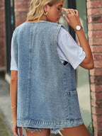 Stylish Sleeveless Denim Vest