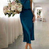 Unique Bridesmaid Sleeveless High Neck Maxi Dresses