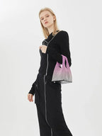 Full Rhinestone Mesh Evening Bucket Bag