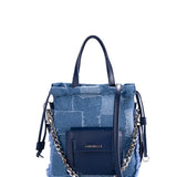 Denim Patchwork Lucky Bucket Crossbody Tote