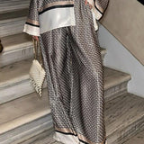 Exquisite Unique Plaid Print Elastic Waist Pocket Wide Leg