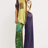 Special Folk Print Loose Wide Leg Pants-Set