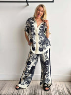 Stylish Linen Printed Pants Set