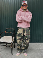 Camo Rhinestone Drawstring Cargo Pants