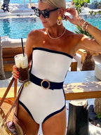 Black White Contrast Luxe Resort Swimsuit