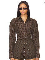 Vintage Plaid Button-Front Shirt & Shorts Set