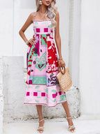 Patchwork Slip Maxi Dress: Abstract Colorful Printed