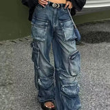 Vintage Multi-Pocket Denim Work Pants