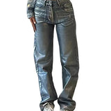 Metallic Accent High-Waist Jeans