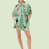 Unique Ethnic Print Loose Shirt And Shorts Set