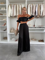 Summer Solid-Color Tube Top Pants Set