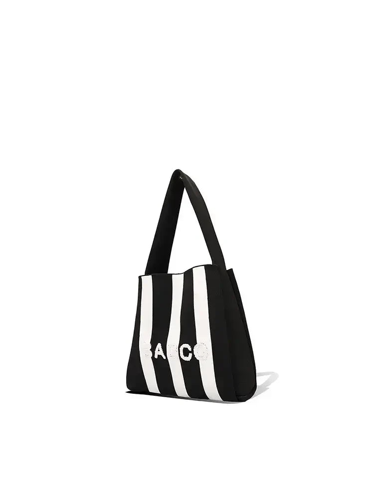 Colorblock Knit Tote Bag