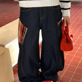 Retro Plaid Patchwork Denim