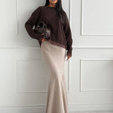 Lace-Trim Knit Sweater & Mermaid Skirt Set