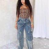 Star Tassel Fringe Wide-Leg Pants