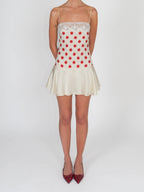 Cream & Red Polka Dot Lace Mini Dress