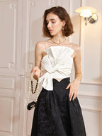 French A-Line Floral Jacquard  Skirt