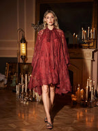 Floral Lace Long-Sleeve Dress (Including inner dress)