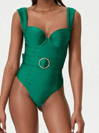 Elegant Green Backless Swimsuit Set