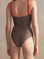 Luxury Reversible Swimsuit with Hermes-Inspired Print