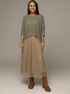 Sleeveless Mesh Dress & Oversized Knit Top Set