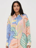 Playa Boyfriend Tropical Leaf Printed Short Set