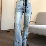 Streetwear Flare Zipper Jeans