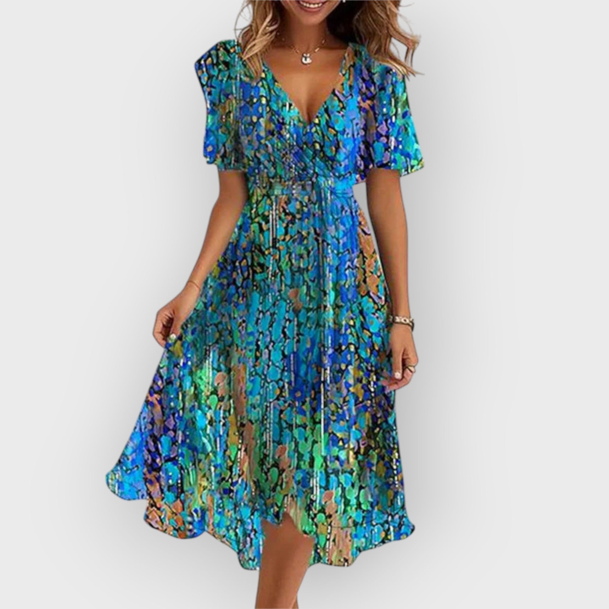 Daisy | Stylish V-Neck Floral Midi Dress