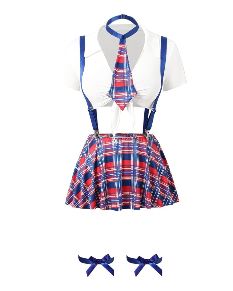 Sexy Fun Schoolgirl Role Play 4 Piece Lingerie Set