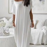 Women's Solid Color Bat Sleeve Casual Comfortable Short Sleeve Dress