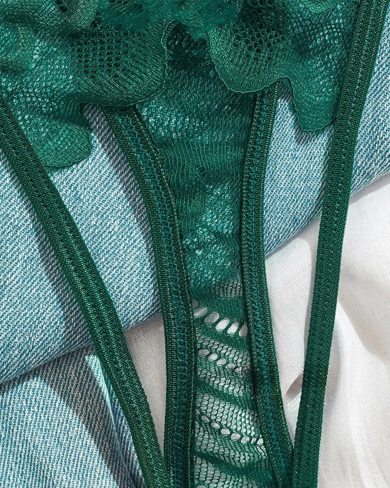 Women's Sexy Lace Mesh Hollow Underwear Set