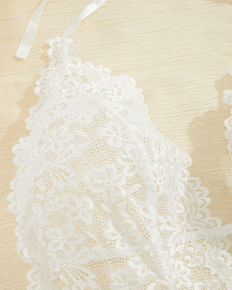 Sexy Hollow Lace See-through Suspenders Open Crotch One-piece Pajamas