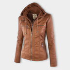 Pia | Moderne Lederjacke mit Kapuze