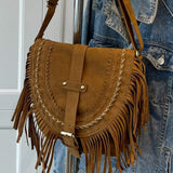 Brown Western Cowboy Style Fringe Crossbody Bag