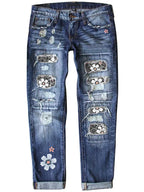 Fashionable Slim Fit Printed Jeans