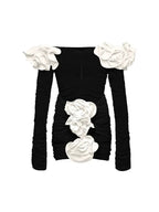 3D Floral Black Swimsuit Set