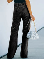 Washed Split-Hem Denim Pants