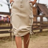 New Tie-Waist Utility Denim Skirt