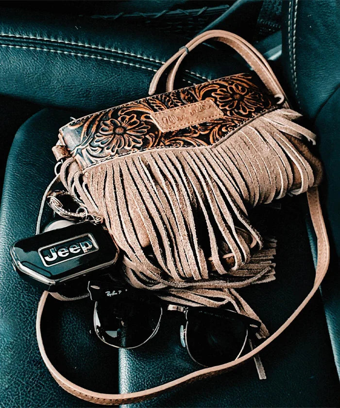 Wrangler Vintage Floral Western Fringe Crossbody Bag