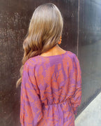Janella - Vintage Draped Long Sleeve Midi Dress