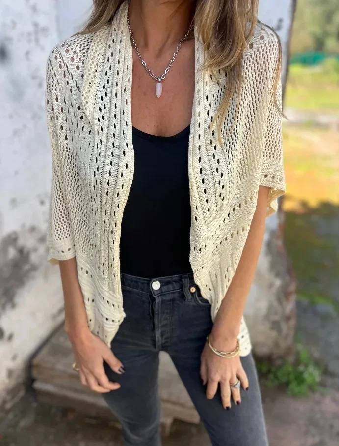 Hollow Half Sleeve Cardigan