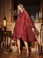 Floral Lace Long-Sleeve Dress (Including inner dress)