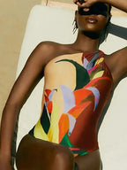 One Shoulder Holiday Floral Swimsuit Set