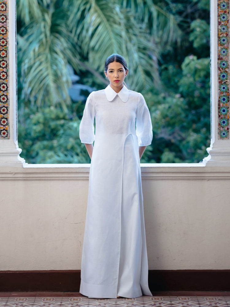 Soft-Structure Cutout Shirt & Wide-Leg Pant Set
