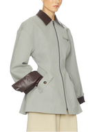 Light Grey Oversized Cropped PU Jacket
