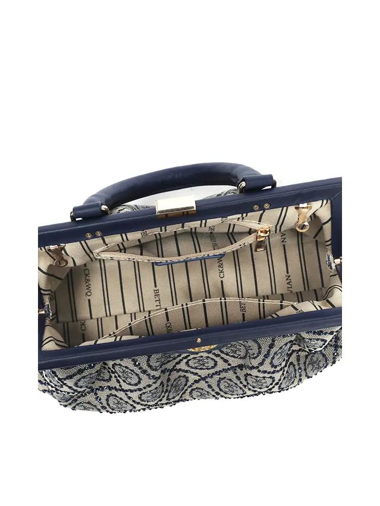 New Blue Luxury Frame Top Crossbody Bag