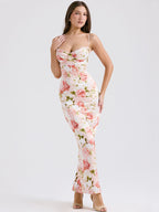 Pink Peony Satin Maxi Dress
